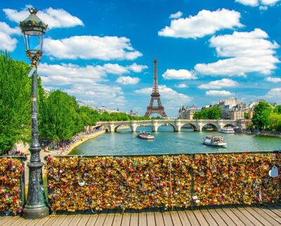 Fototapete Brücke mit Vorhängeschlössern in Paris
