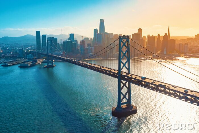 Fototapete Brücke San Francisco vor dem Hintergrund der Stadt