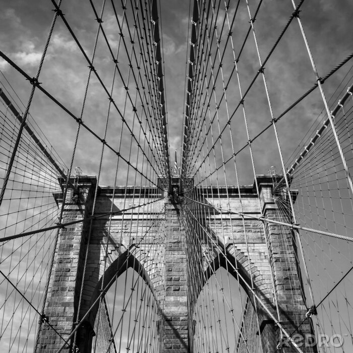 Fototapete Brücke schwarz-weiß Brooklyn Bridge