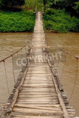 Fototapete Brücke überm Fluss in Nordthailand