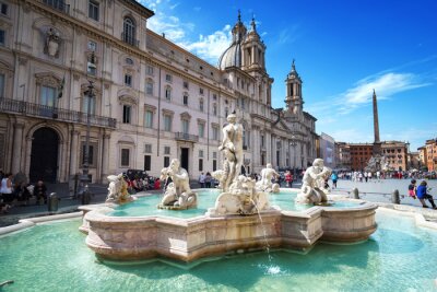 Fototapete Brunnen mit Skulpturen in Italien