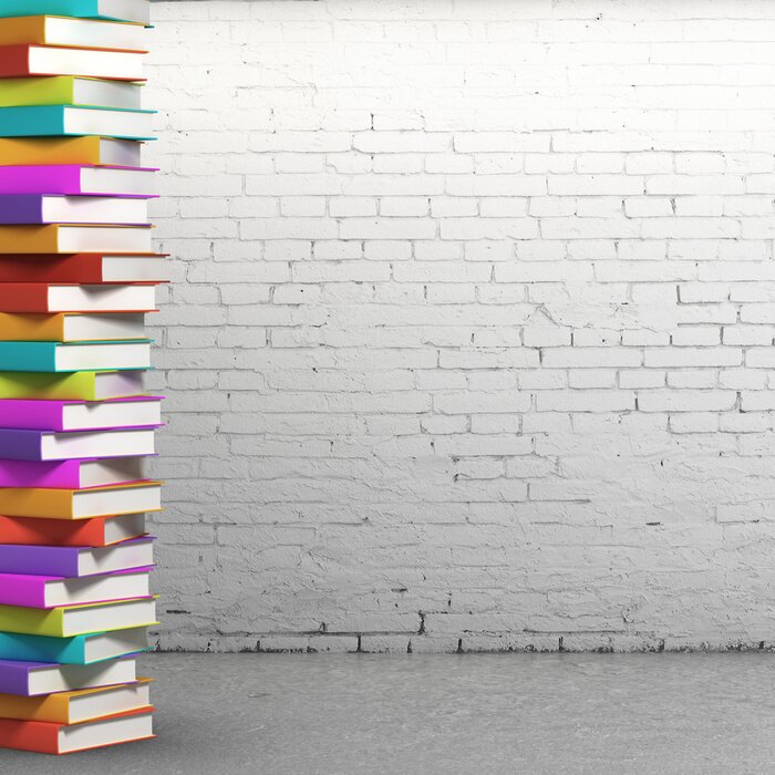 Fototapete Bücher bei weißer Mauer