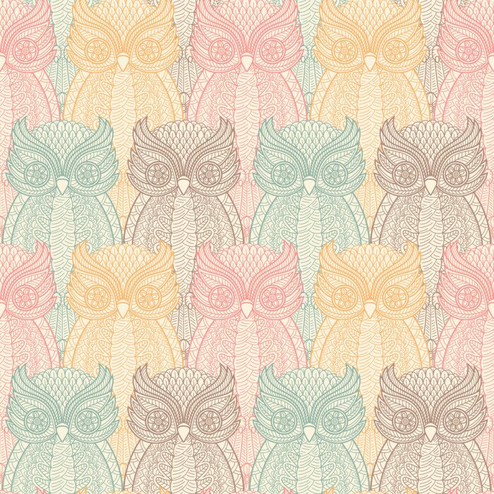 Fototapete Bunt gemusterte Eulen