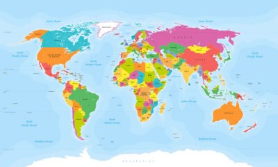 Bunte detaillierte Weltkarte