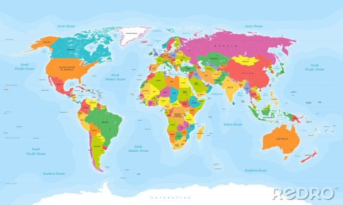Fototapete Bunte detaillierte Weltkarte