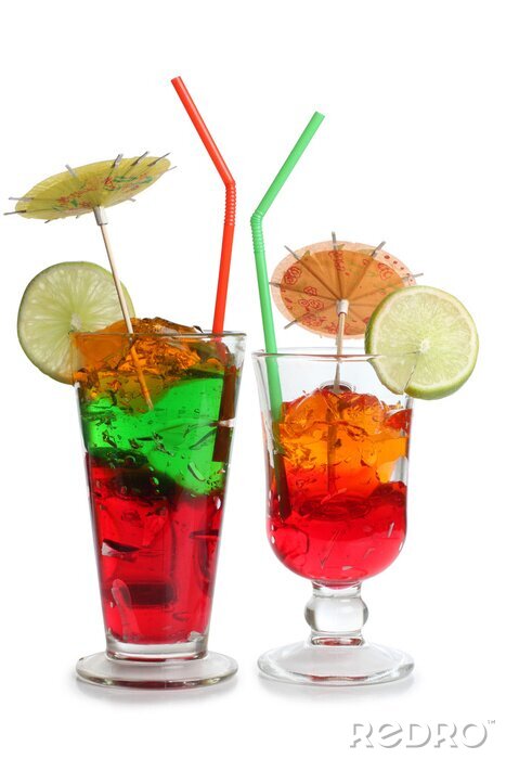 Fototapete Bunte Getränke mit Cocktailschirmchen