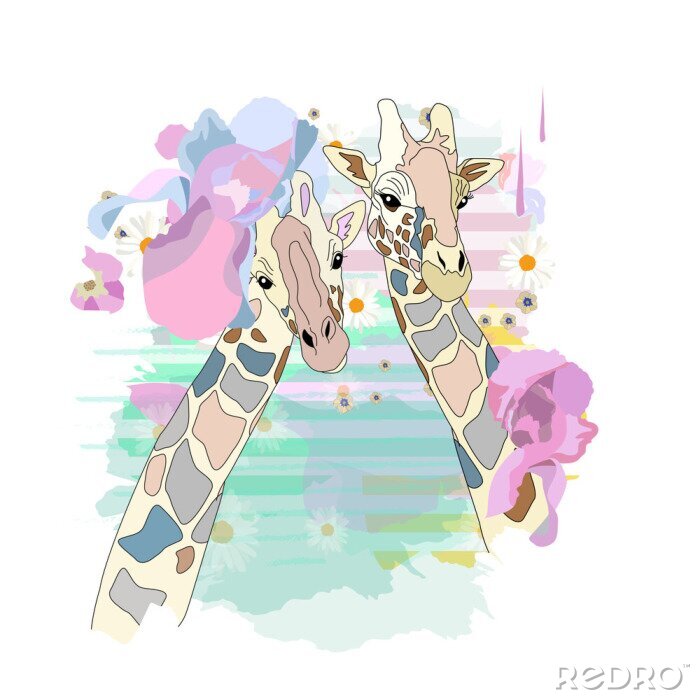 Fototapete Bunte Giraffen abstrakt