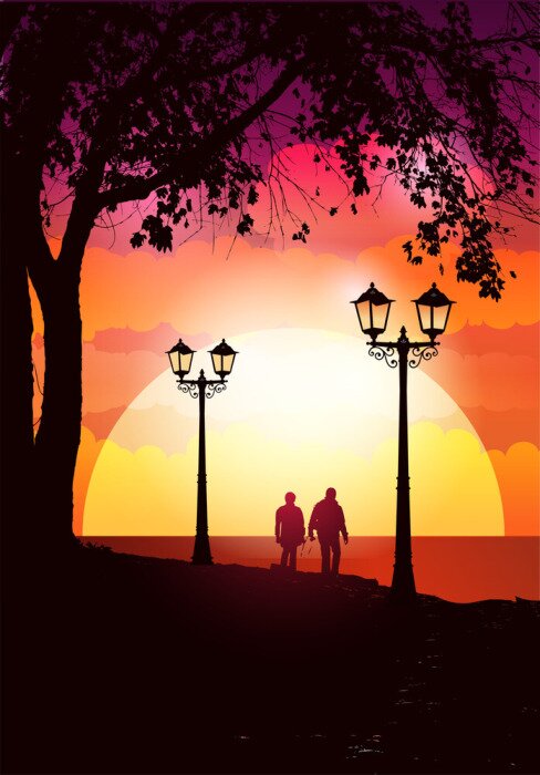 Fototapete Bunte Grafik mit Laternen