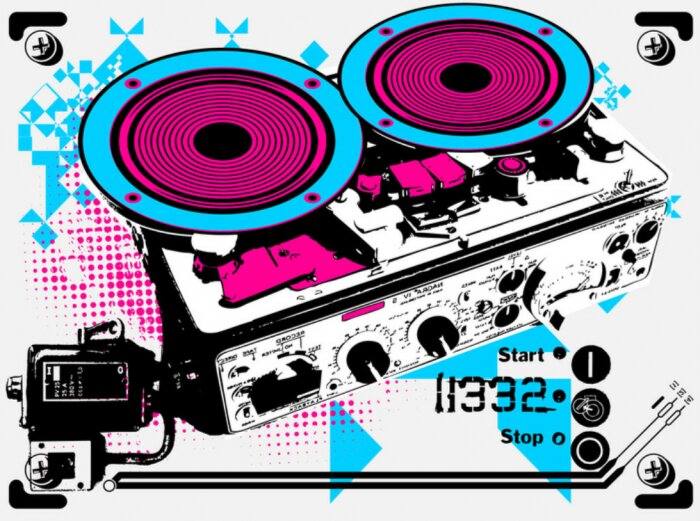 Fototapete Bunte Grafik mit Plattenspieler