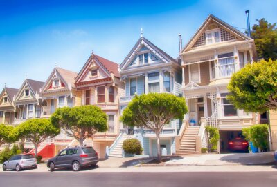 Fototapete Bunte Häuser am Stadtrand von San Francisco