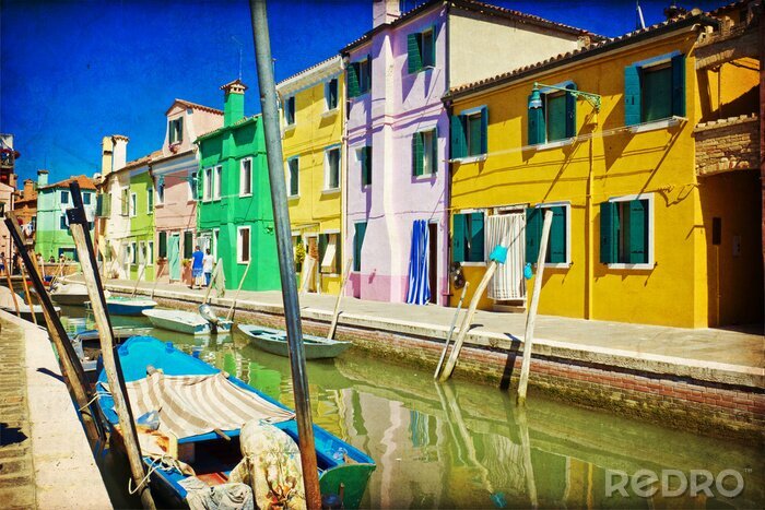 Fototapete Bunte Häuser am venezianischen Kanal