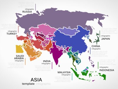 Fototapete Bunte Karte von Asien