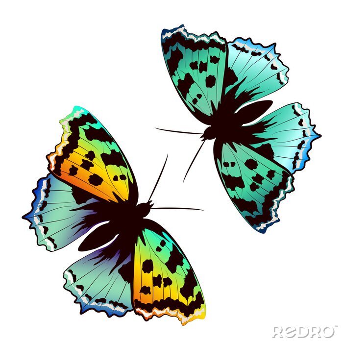 Fototapete Bunte Schmetterlinge auf hellem Hintergrund (Muster wiederholt sich)