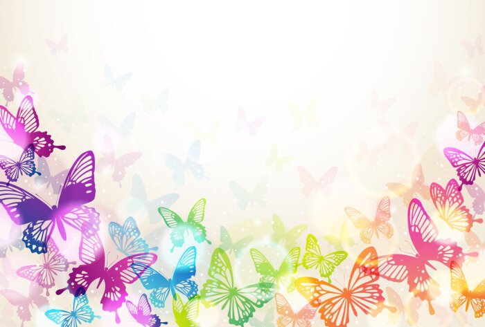 Fototapete Bunte Schmetterlinge in der Sonne