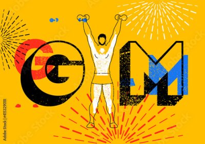 Fototapete Bunte Sportillustration mit Beschriftung