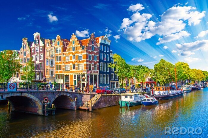 Fototapete Bunte Stadt Amsterdam