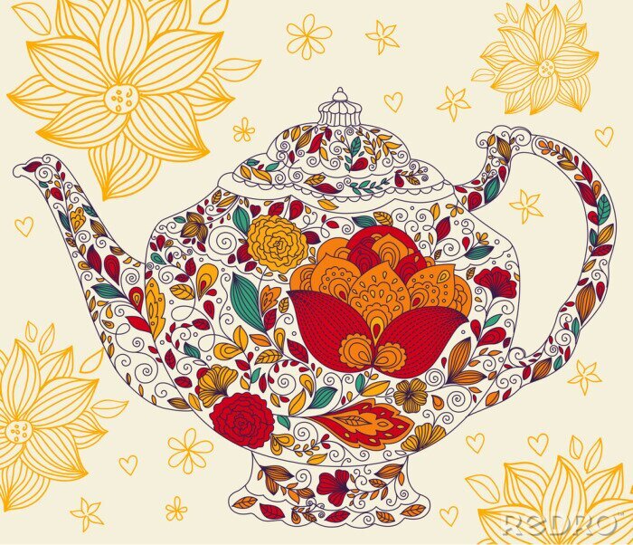 Fototapete Bunte Teekanne
