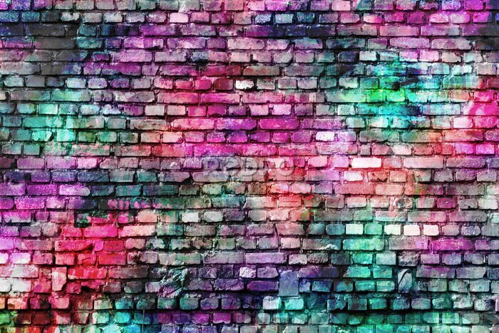 Fototapete Bunte Ziegelwand