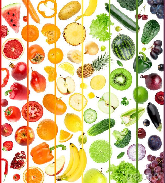 Fototapete Bunter Mix von Gemüse und Obst