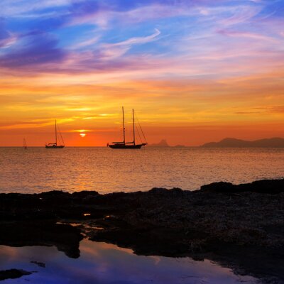 Fototapete Bunter Sonnenuntergang am Meer