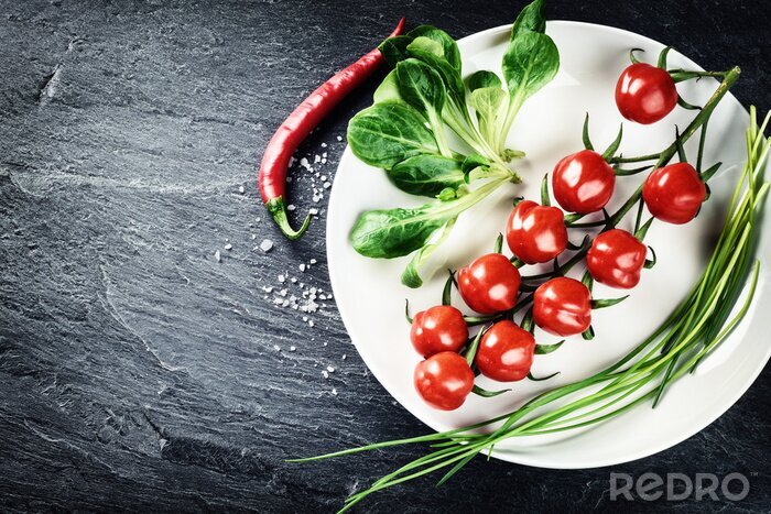 Fototapete Buntes Gemüse auf dem Teller