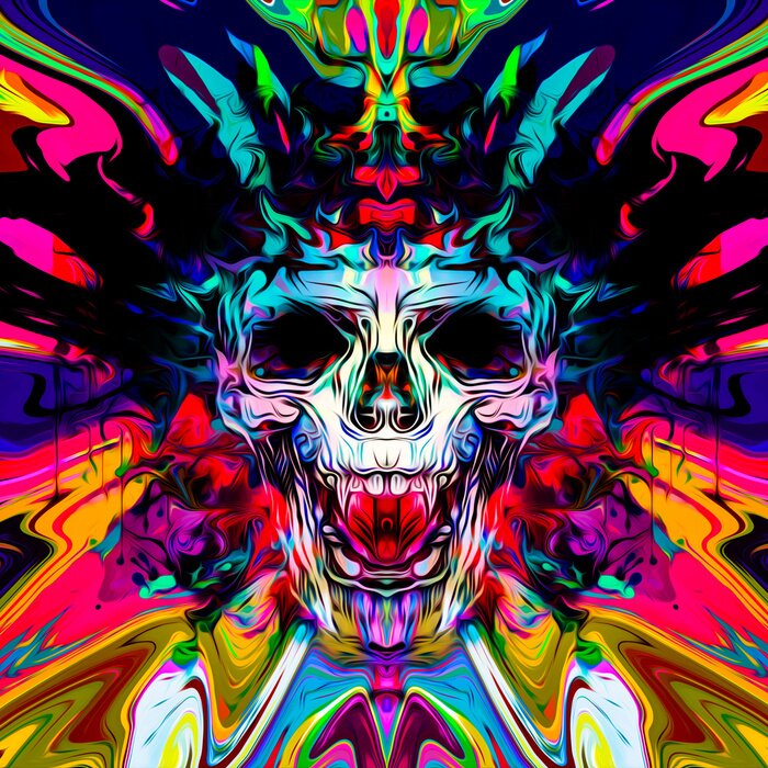 Fototapete Buntes Graffiti mit Totenkopf