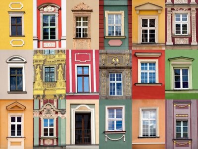 Fototapete Buntes Mosaik aus Hausfassaden