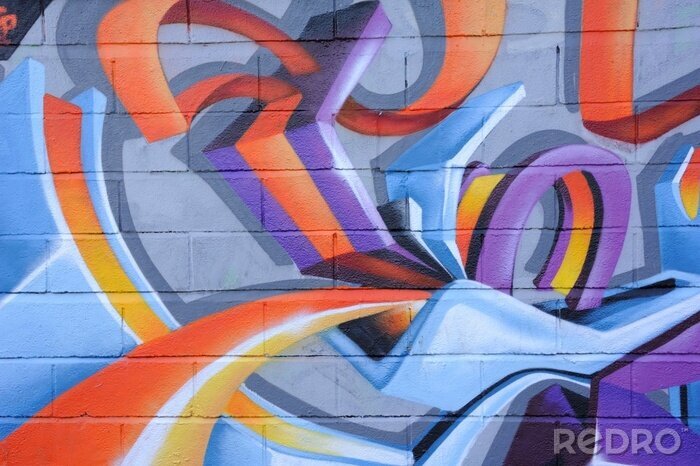 Fototapete Buntes Muster auf Graffiti