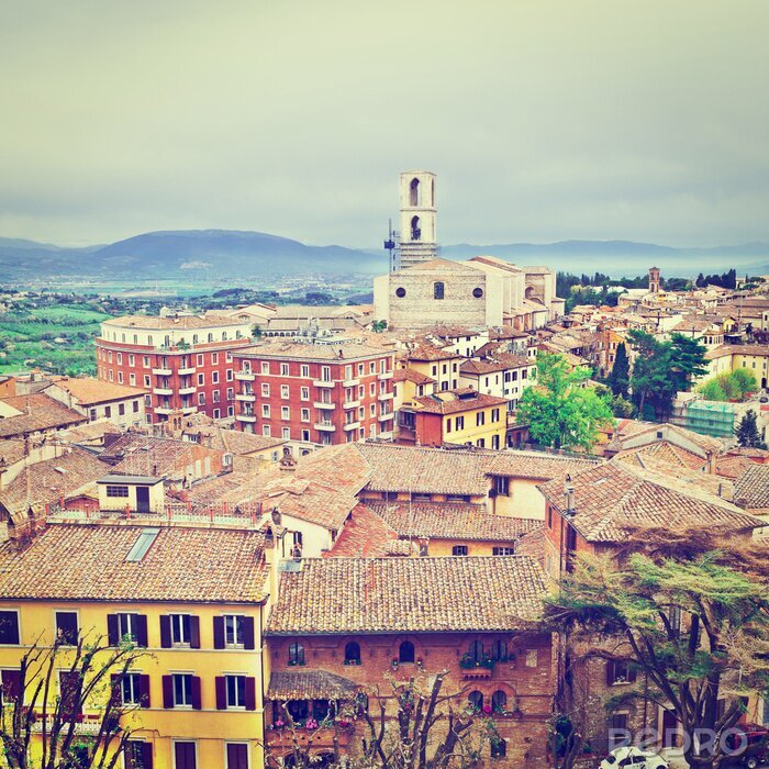 Fototapete Buntes Perugia aus der Luft