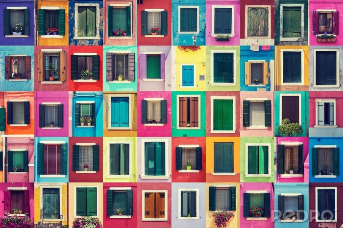 Fototapete Buntes Venedig und Fenstercollage