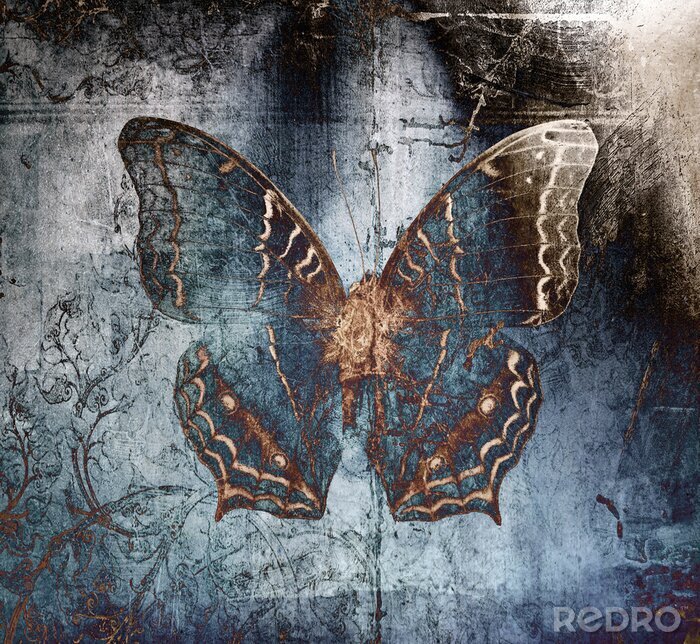 Fototapete butterfly metal blue 