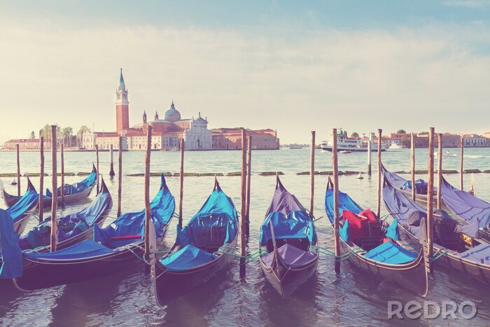 Fototapete Canal Grande vertäute Gondeln