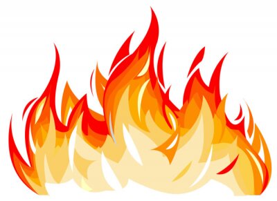 Fototapete Cartoon-Flamme des Feuers auf weißem Hintergrund