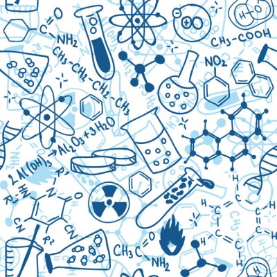 Chemische Symbole in blau