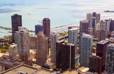 Fototapete Chicago und Wasser auf Panorama