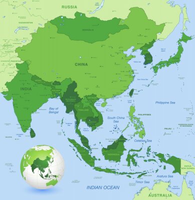 Fototapete China in Asien auf der Karte