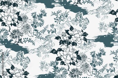 Fototapete Chinesische Blumenlandschaft