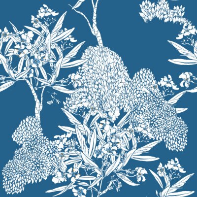 Tapete Chinoiserie Pflanzenmotif