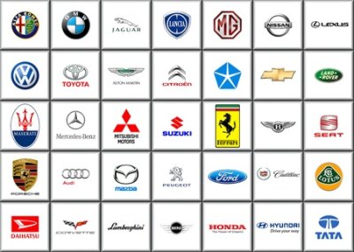 Fototapete Collage mit Automarken-Logos