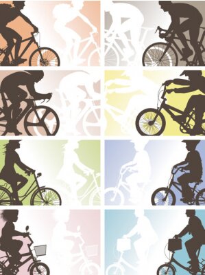 Fototapete Collage mit Radfahrern
