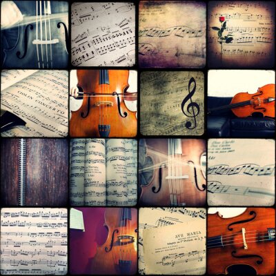 Collage mit Violine und Partituren