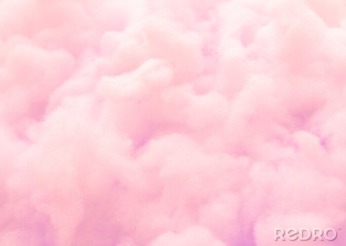 Fototapete Colorful pink fluffy cotton candy background, soft color sweet candyfloss, abstract blurred dessert texture