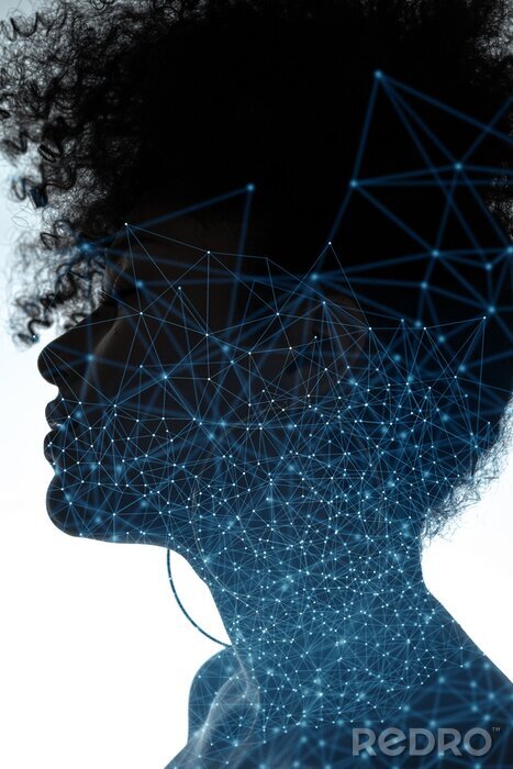 Fototapete Computer-Porträt einer Frau