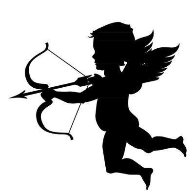 Cupid Silhouette auf weißem isoliert