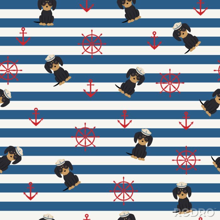 Fototapete Dackel im maritimen Stil