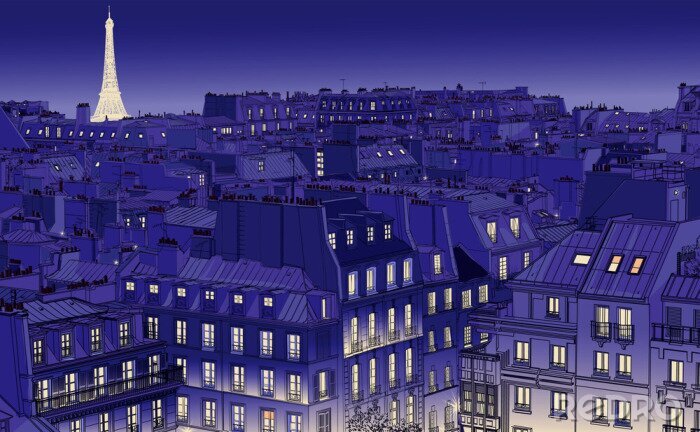 Fototapete Dächer in Paris