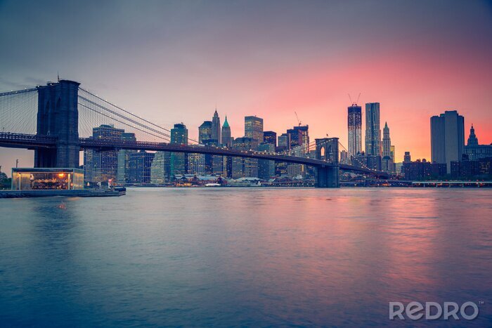 Fototapete Dämmerung und Brooklyn Bridge