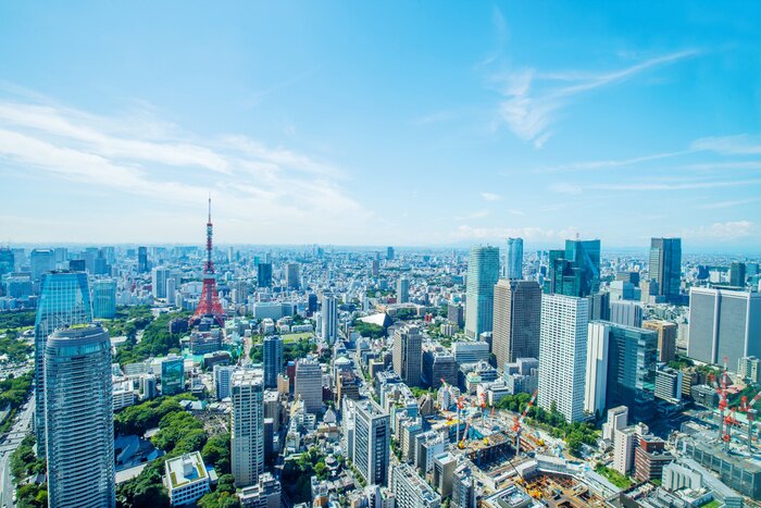 Fototapete Das Sonnenpanorama von Tokyo
