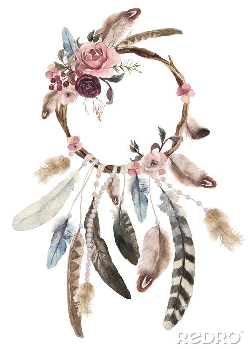 Fototapete Dekorativer Traumfänger mit Federn