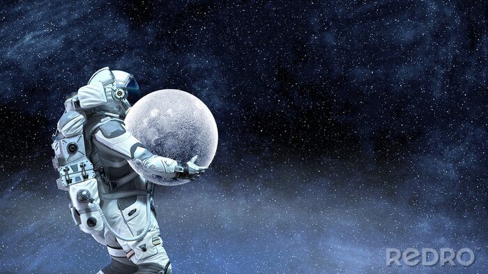 Fototapete Den Mond tragender Astronaut